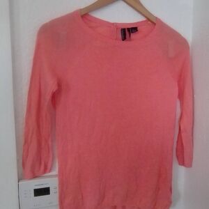 Cynthia Rowley Small Woman's Pullover Sheer Linen Long Sleeve Button In The Back